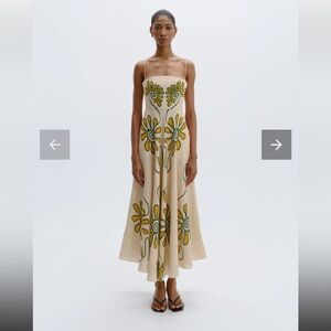 NWT Cala de la Cruz Delta Dress Sleeveless Cream Floral Midi Dress Medium